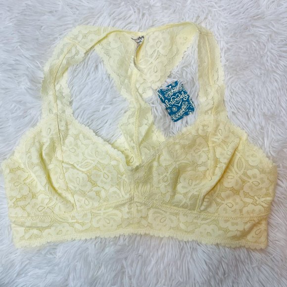 Free People Galloon Lace Racerback Bralette Lemon - Picture 4 of 6